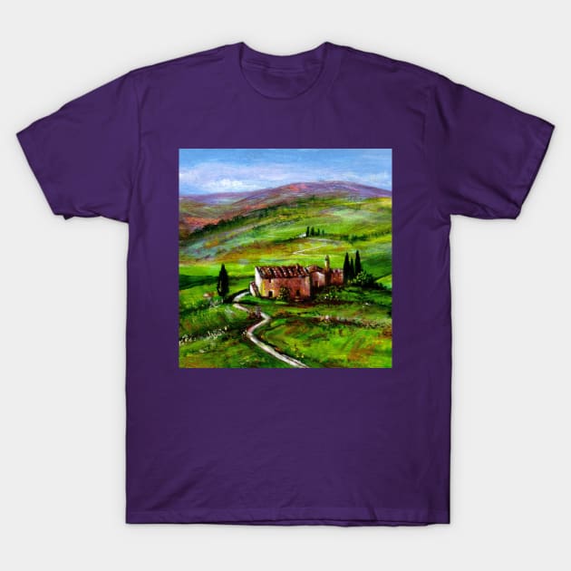 TUSCANY LANDSCAPE WITH GREEN HILLS T-Shirt by BulganLumini